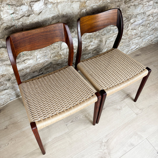 Rare : Chaises no. 71 en palissandre - Niels Otto Møller