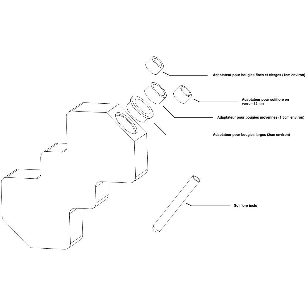 Bougeoir & Soliflore bi-colore en Chêne et Noyer
