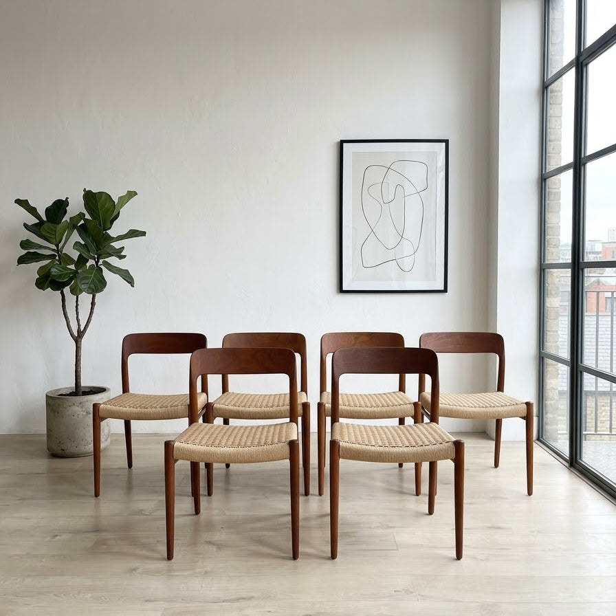Lot de 6 chaises no. 75 en teck - Niels Otto Møller