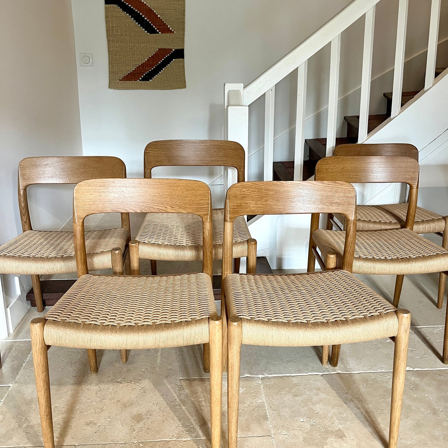 Lot de 6 chaises no. 75 en chêne - Niels Otto Møller