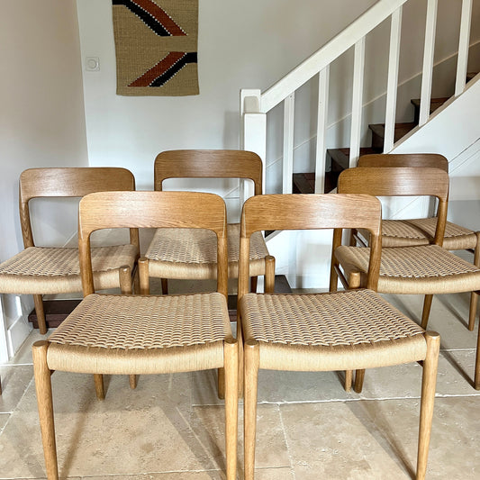 Lot de 6 chaises no. 75 en chêne - Niels Otto Møller