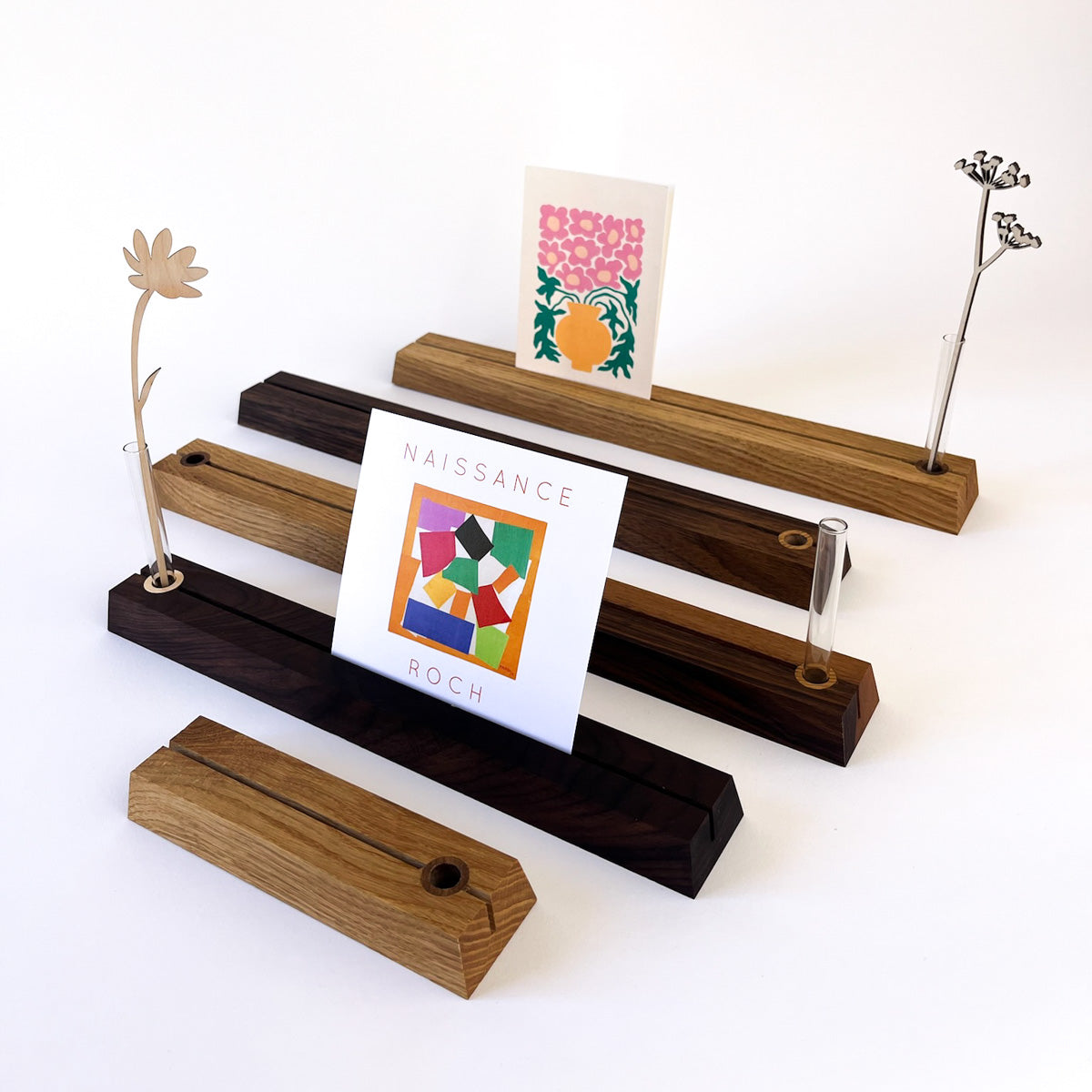 Porte-cartes & Soliflore en Noyer - Grand format
